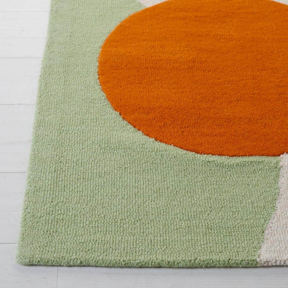 Rodeo Drive Green and Black Wool Hand-Tufted Runner Rug