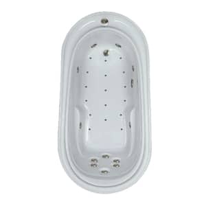 73 in. Acrylic Oval Drop-in Air Bath Bathtub in Biscuit