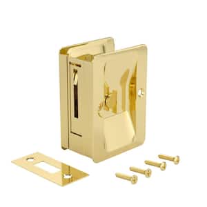3-1/4 in. (82 mm) Brass Pocket Door Pull with Privacy Lock
