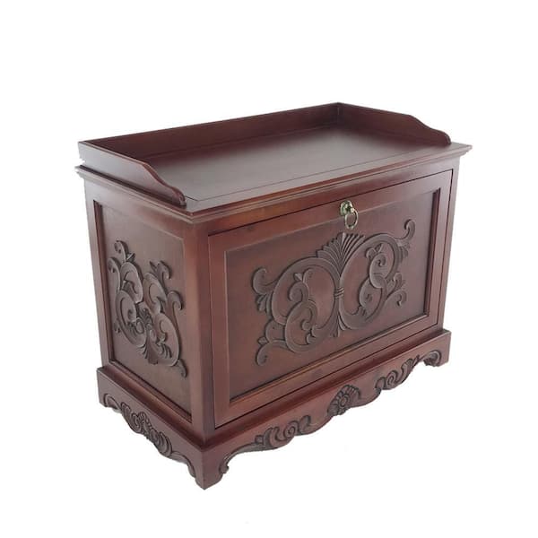 24 in. H x 16 in. W Brown Wood Shoe Storage Cabinet with Drop Down Opening and Metal Hinges