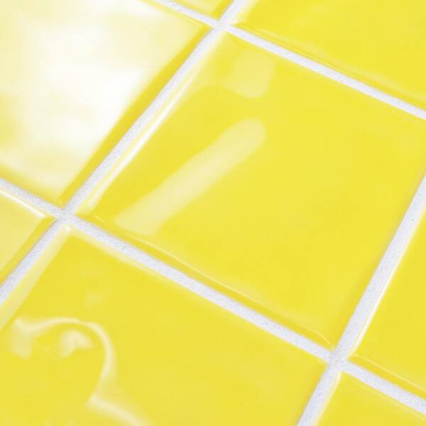 Merola Tile Twist Square Yellow Lemon, Yellow Ceramic Tile 4×4
