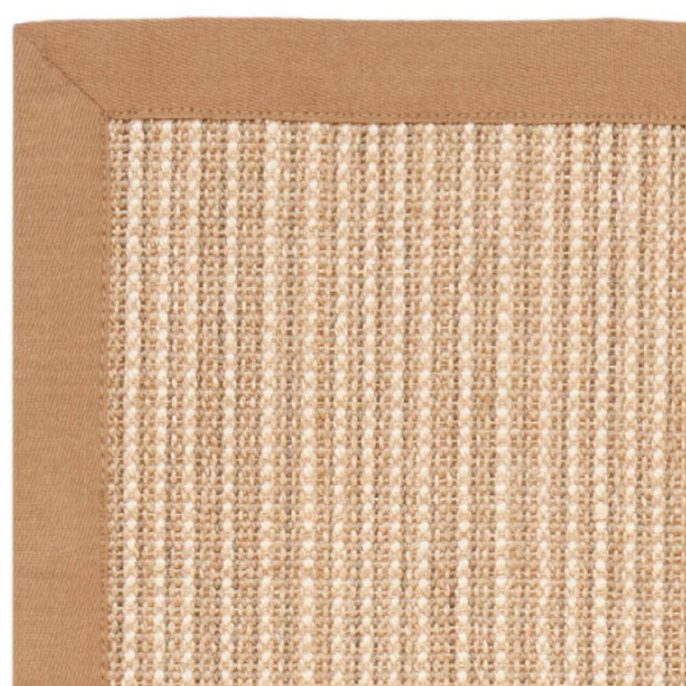 Tan Hand-Knotted Wool and Cotton Runner Rug