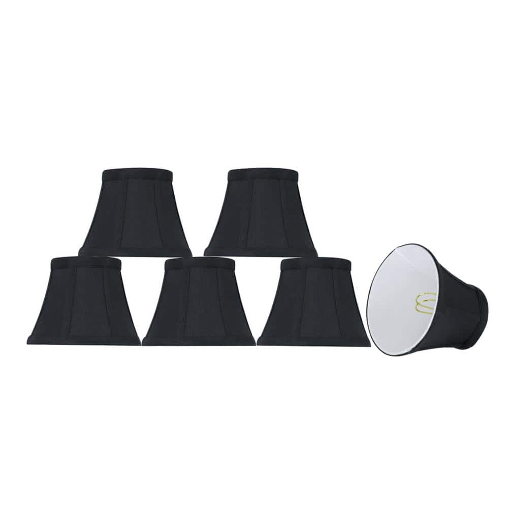 Black Faux Silk Bell Chandelier Lamp Shade Set, 5" Width