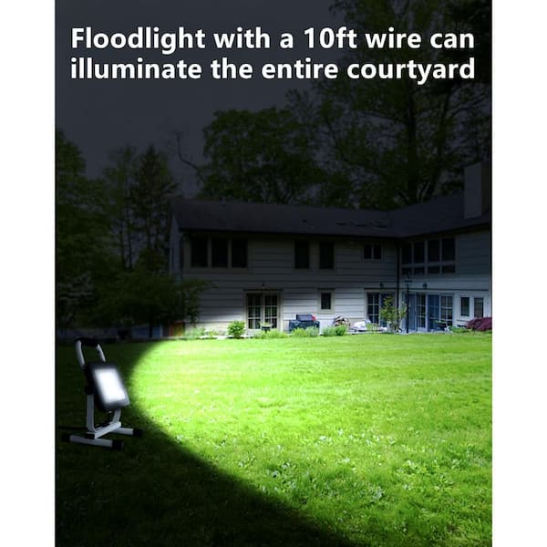 6000 Lumen LED Portable Work Light, 120-Volt Adjustable Waterproof Jobsite Floodlight with Power Cord