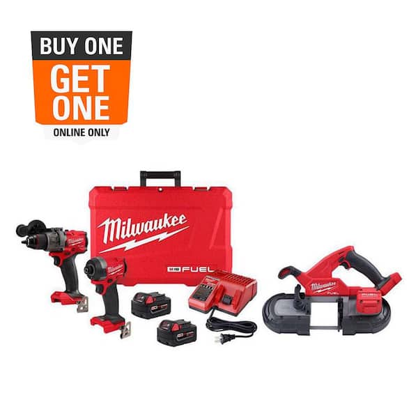 M18 FUEL 18-V Lithium-Ion Brushless Cordless Hammer Drill and Impact Driver Combo Kit (2-Tool) with Compact Bandsaw