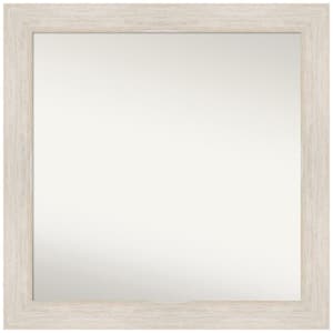 Hardwood Whitewash 31 in. W x 31 in. H Non-Beveled Wood Bathroom Wall Mirror in White