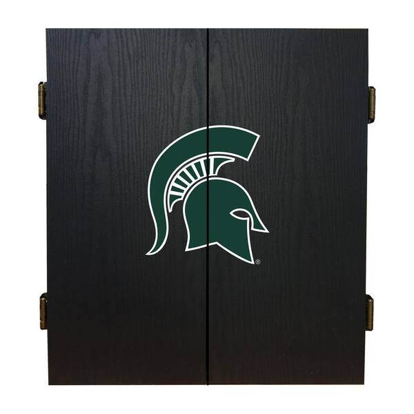 NCAA Ohio State Buckeyes Dartboard Set - Licensed Bristle Dartboard With Cabinet & Dry Erase Scoreboard