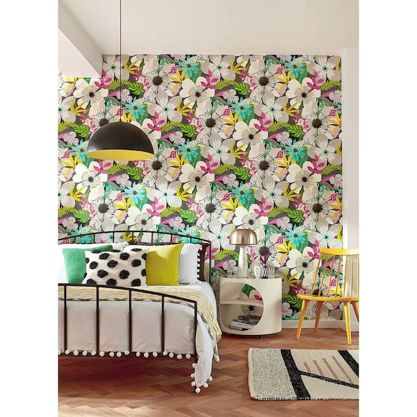 Grey Janis Charcoal Floral Riot Wallpaper
