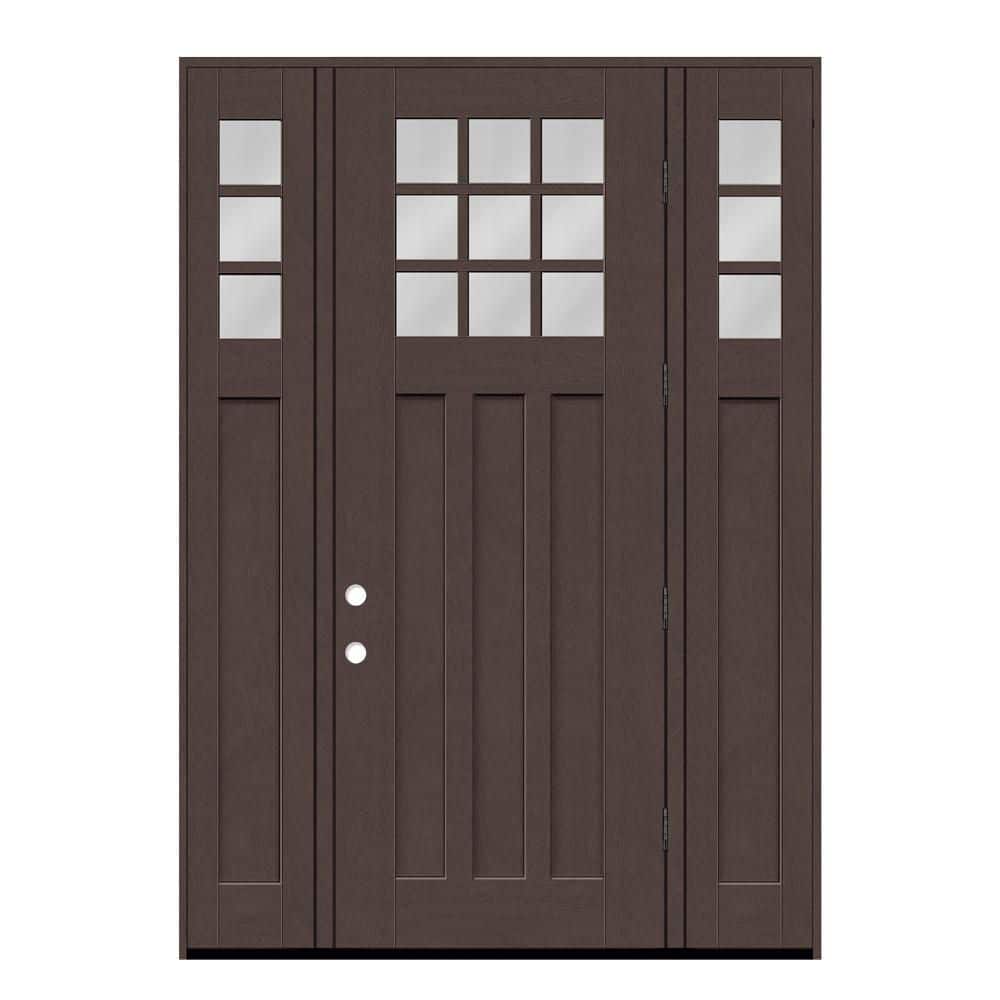 Regency 64 in. x 96 in. 1/4 9L-SDL Clear Glass LHOS Chestnut Fiberglass Prehung Front Door w/12 in. -1/4Top SLs 4-9/16 price history on PriceWatchPro
