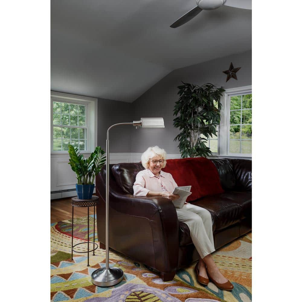 Brushed Nickel Cordless Adjustable Arc LED Floor Lamp