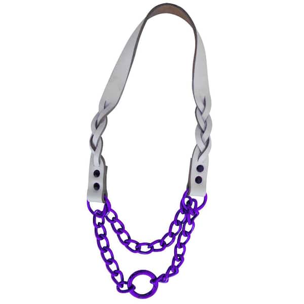 Platinum Pets 15 in. Braided White Leather Martingale in Purple