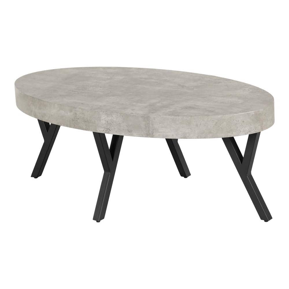 Urban Industrial Chic Oval Wood Coffee Table with Metal Legs