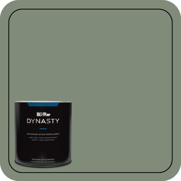 BEHR DYNASTY 1 qt. #450F-5 Amazon Moss Satin Enamel Interior Stain-Blocking Paint & Primer