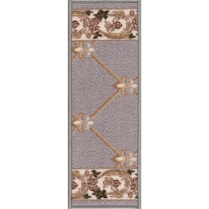 Fleur De Lis Gray 8.5 in. x 26 in. Polyamide Stair Tread Cover