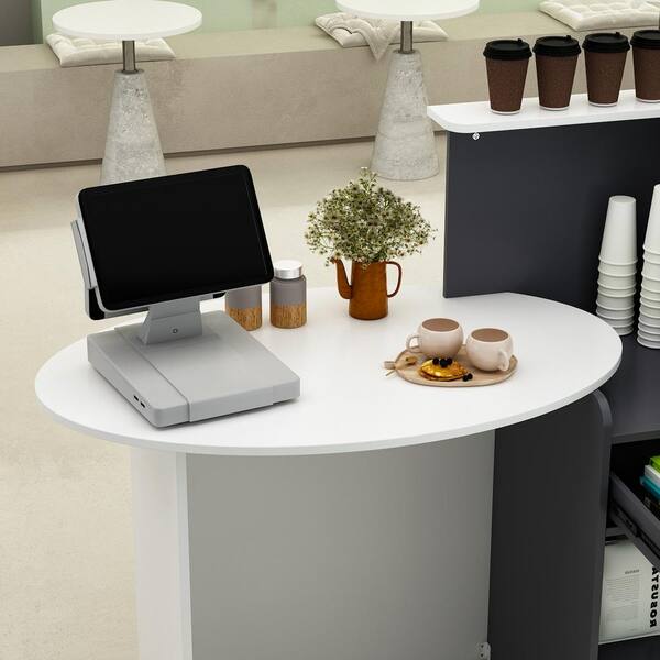 FUFU&GAGA 47.7 in. Rectangular White and Gray Wood Computer Desk