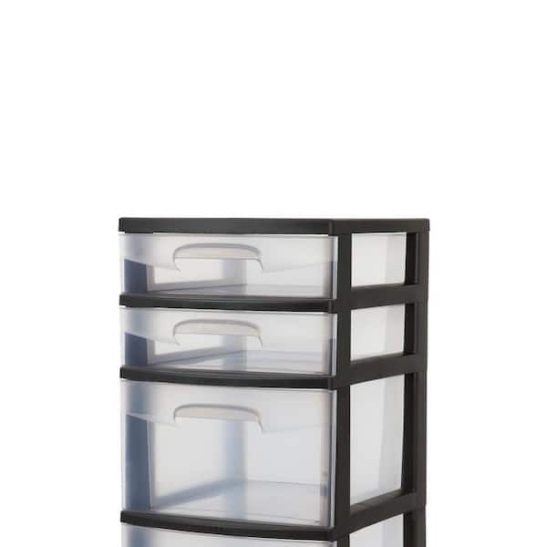 Sterilite Corporation 4-Drawers Gray Stackable Plastic Storage Drawer 24-in  H x 12.63-in W x 15-in D in the Storage Drawers department at