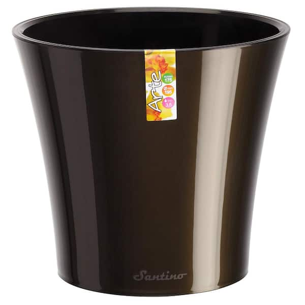 SANTINO Arte 4.3 in. Black-Gold/Black Plastic Self Watering Planter