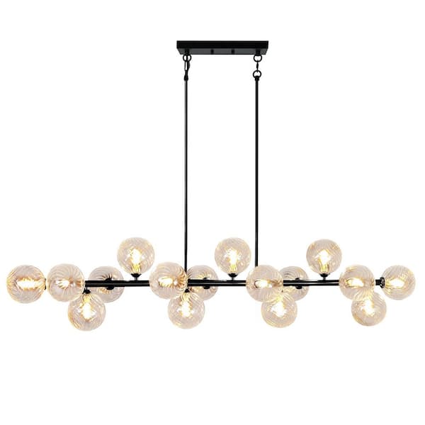 Unbranded 16 light Matte Black Mid Century Moden Chandelier Sputnik Chandeliers for Dining Room with no bulbs included