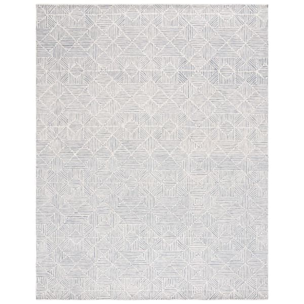 Abstract 10 X 14 Gray/Ivory Geometric Area Rug
