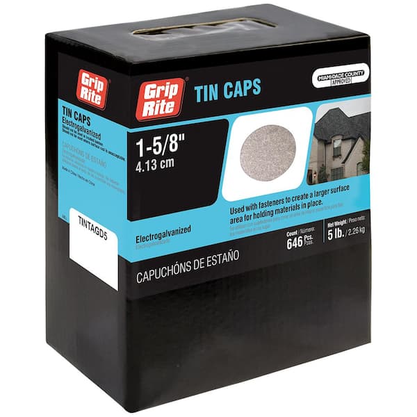 Grip-Rite 1-5/8 In. Electrogalvanized Round Tin Caps 5 lb. Box
