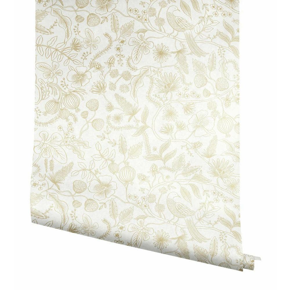 Aviary Off White and Gold Peel and Stick Wallpaper