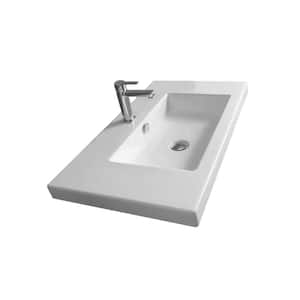 Cangas Drop-In Ceramic Bathroom Sink in White