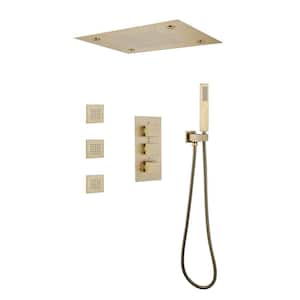 3-Jet Shower System with Hand-Shower and LED in Brushed Gold