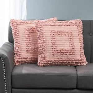 Archer Pink Geometric Cotton 18 in. x 18 in. Throw Pillow (Set of 2)