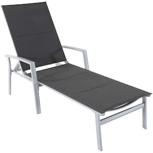 Aluminum Outdoor Chaise Lounge with Padded Sling in Gray