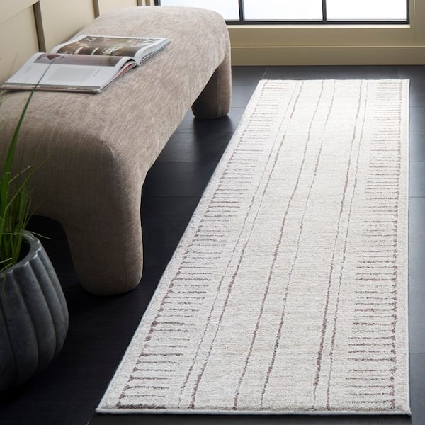 Northport 2 ft. x 8 ft. Ivory/Beige Abstract Striped Runner Rug