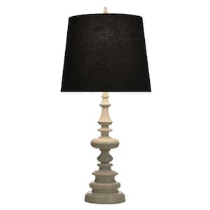 34 in. Cream, Off White Table Lamp with Black Linen Shade