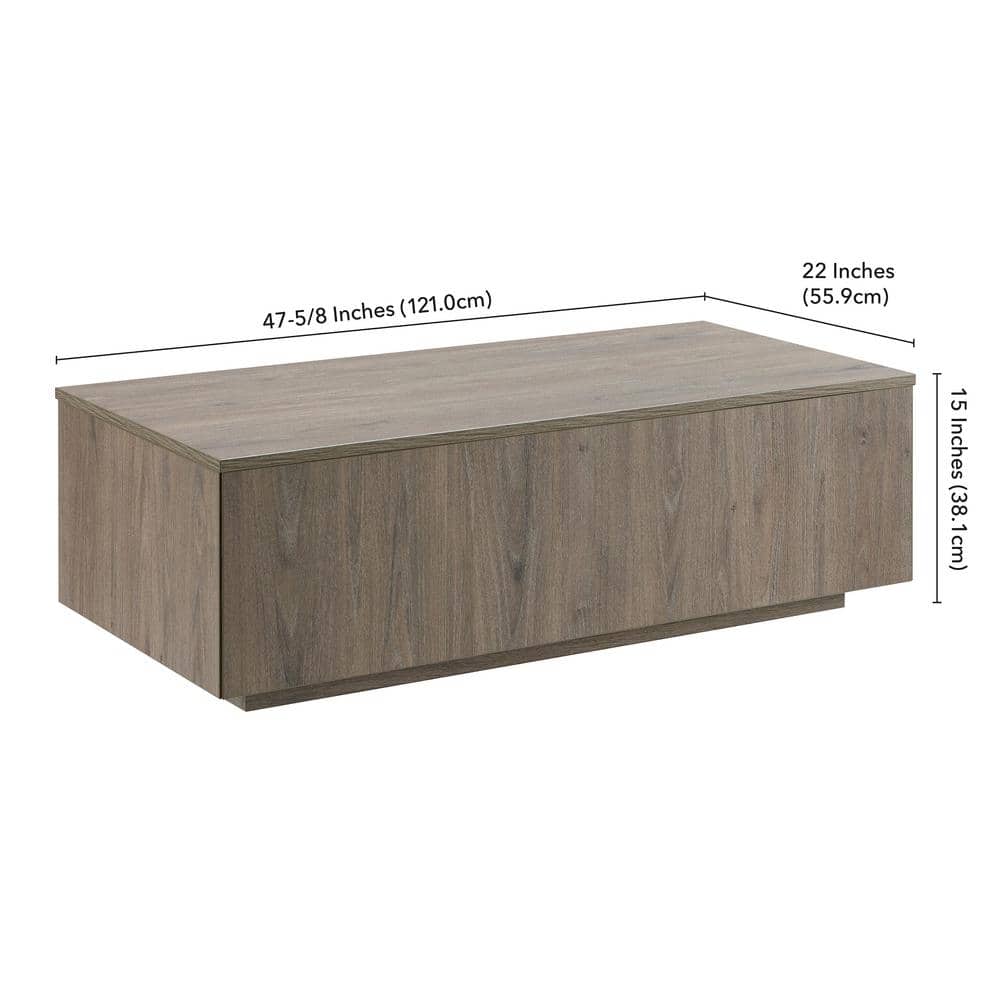 Antiqued Gray Oak Rectangular Wood Coffee Table, 48"