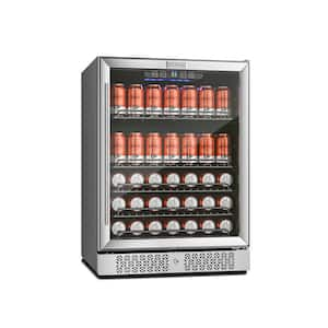 24 in. Single Zone 5.2 cu. ft. Capacity 140 of 12 oz. Can Cooler Freestanding Beverage Refrigerator in Stainless Steel