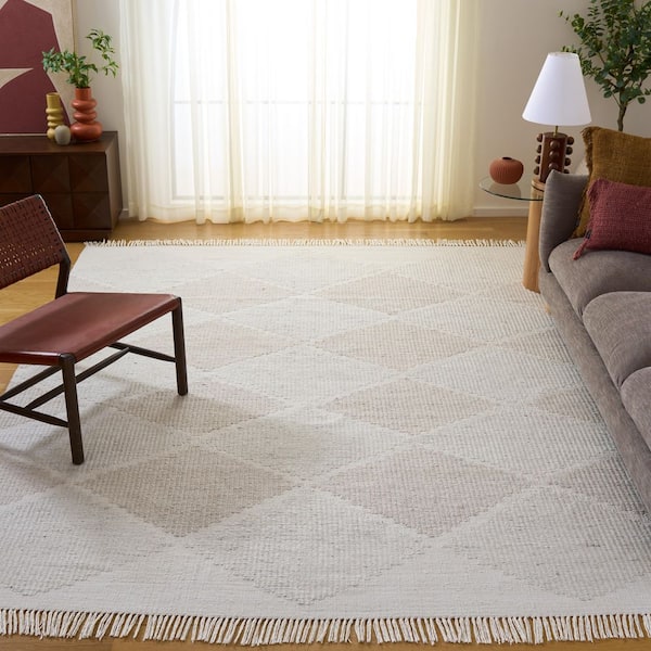 Kilim 8 ft. x 10 ft. Light Gray/Beige Tribal Area Rug