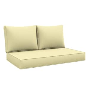 46 in. x 26 in. x 5 in. Outdoor Patio Replacement Loveseat Sofa Cushion Set with Backrest Light Yellow