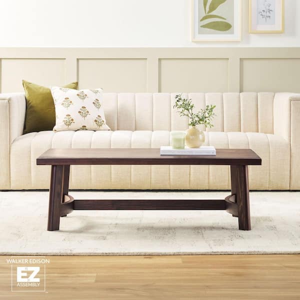 Colt 48 in. Espresso Rustic Rectangle Solid Wood Coffee Table with Curved Elements
