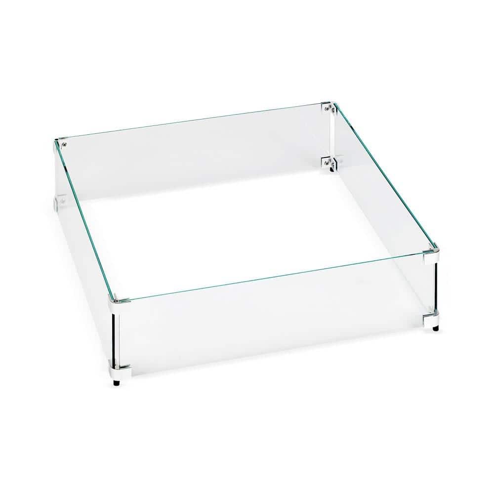 Elegant Square Tempered Glass Flame Guard for Fire Pits, Clear Finish