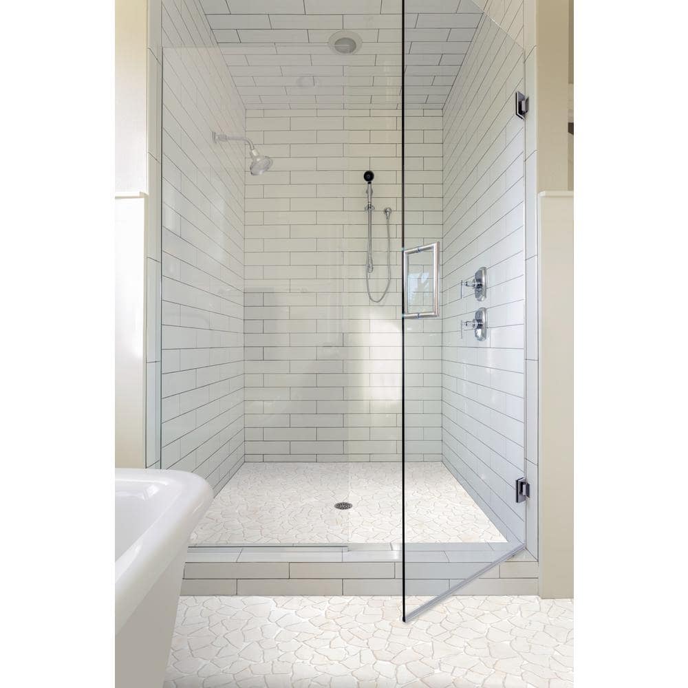 11" x 11" White Tumbled Marble Mosaic Tile