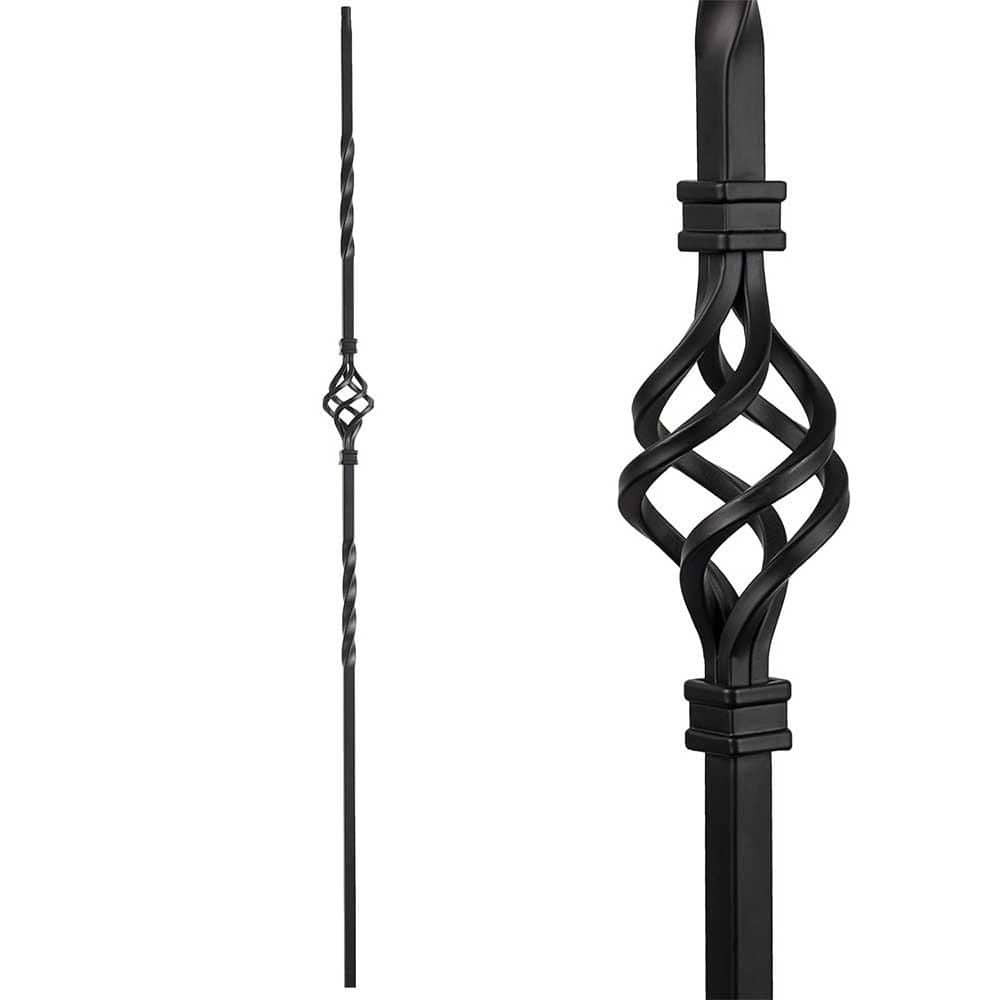 S08 44 x 0.5 Wrought Iron Single Basket Decorative Metal Balusters for Decks Spiral Stair Railing Set of 10 Satin Black price history on PriceWatchPro