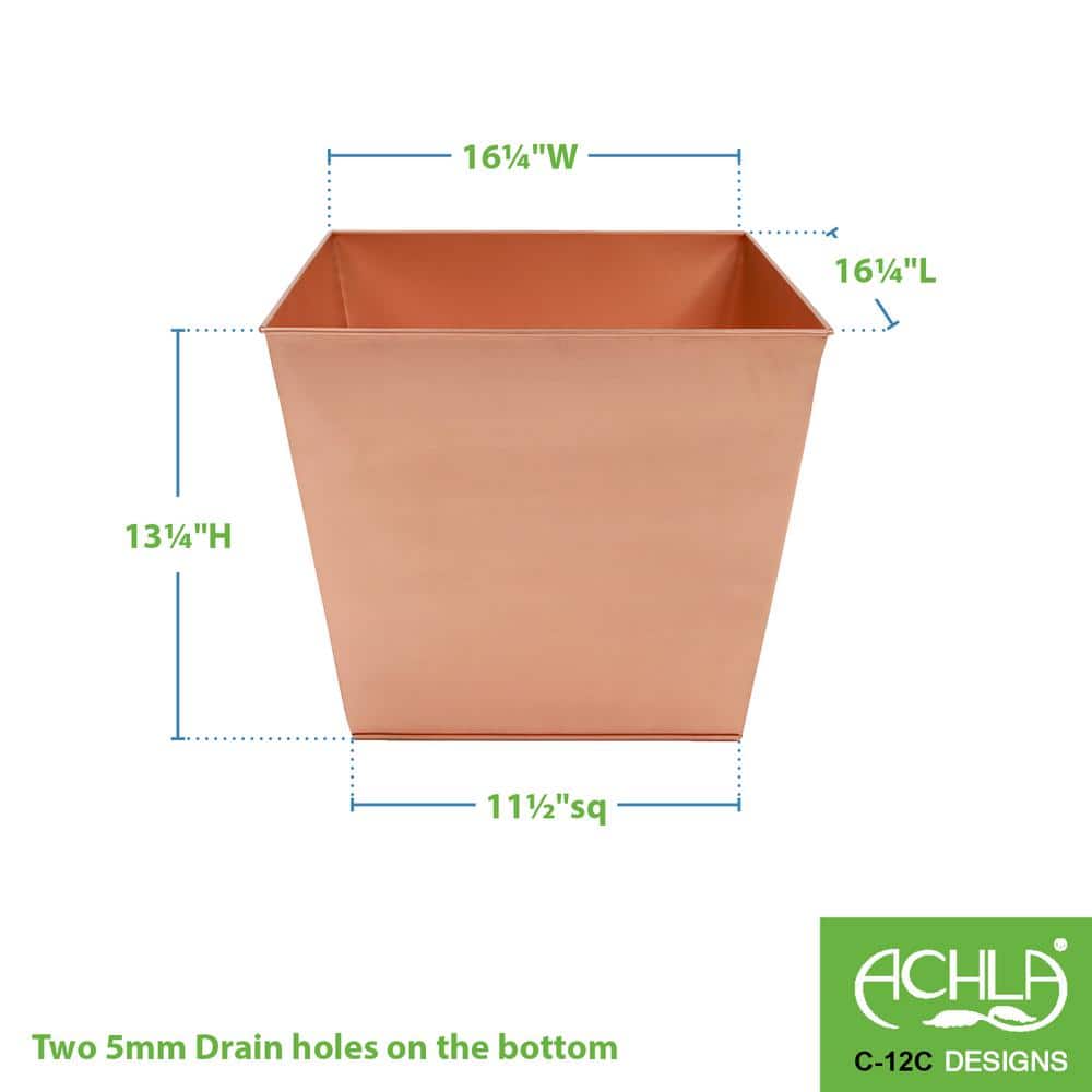 18" Square Copper Plated Galvanized Steel Flower Box