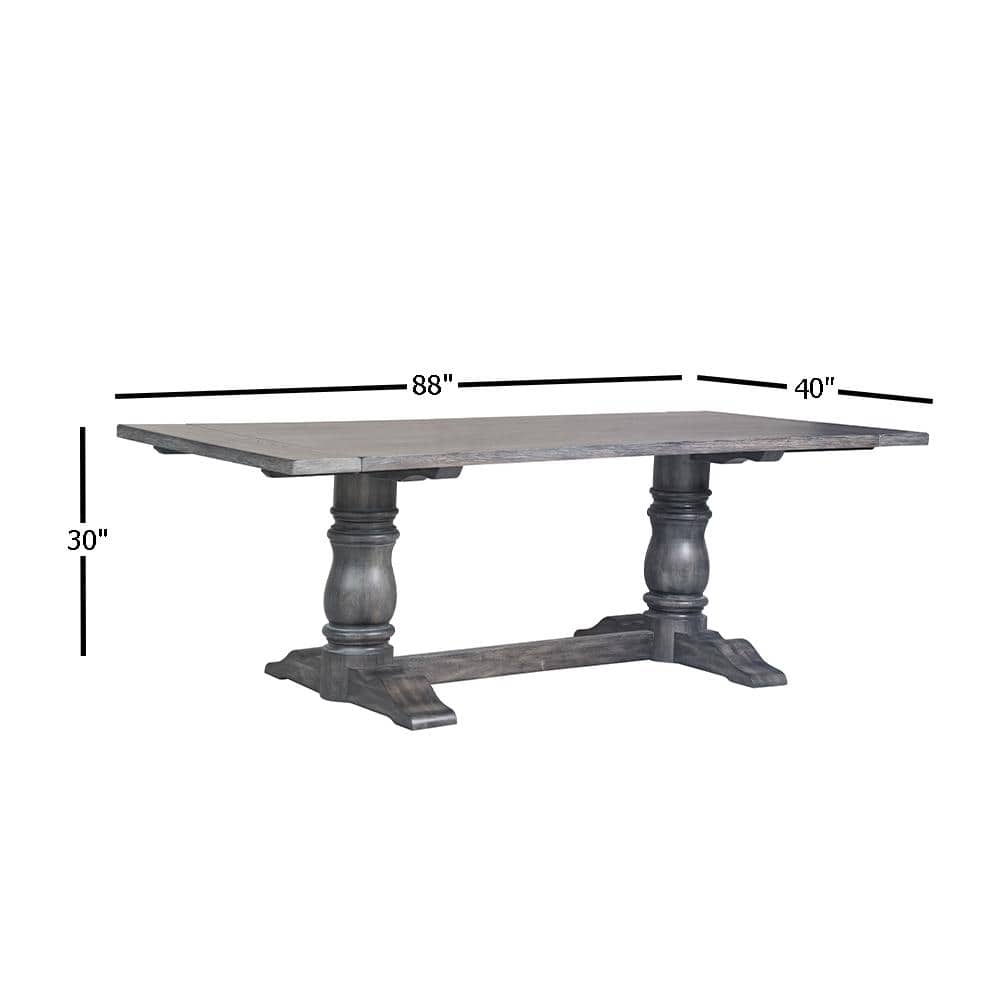 Rustic Weathered Gray Wood Rectangular Dining Table with Trestle Base
