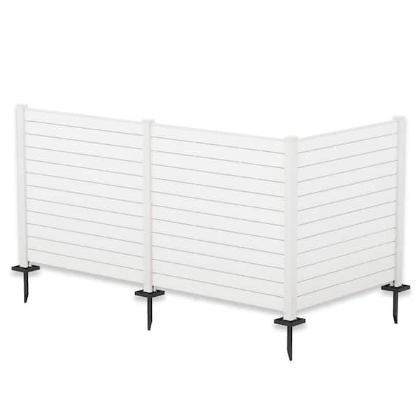 4 ft. W x 4.17 ft. in. H Outdoor Privacy Screens Framed Flat Fence Panels Kit for AC, Trash Can Storage (White 3-Panels)