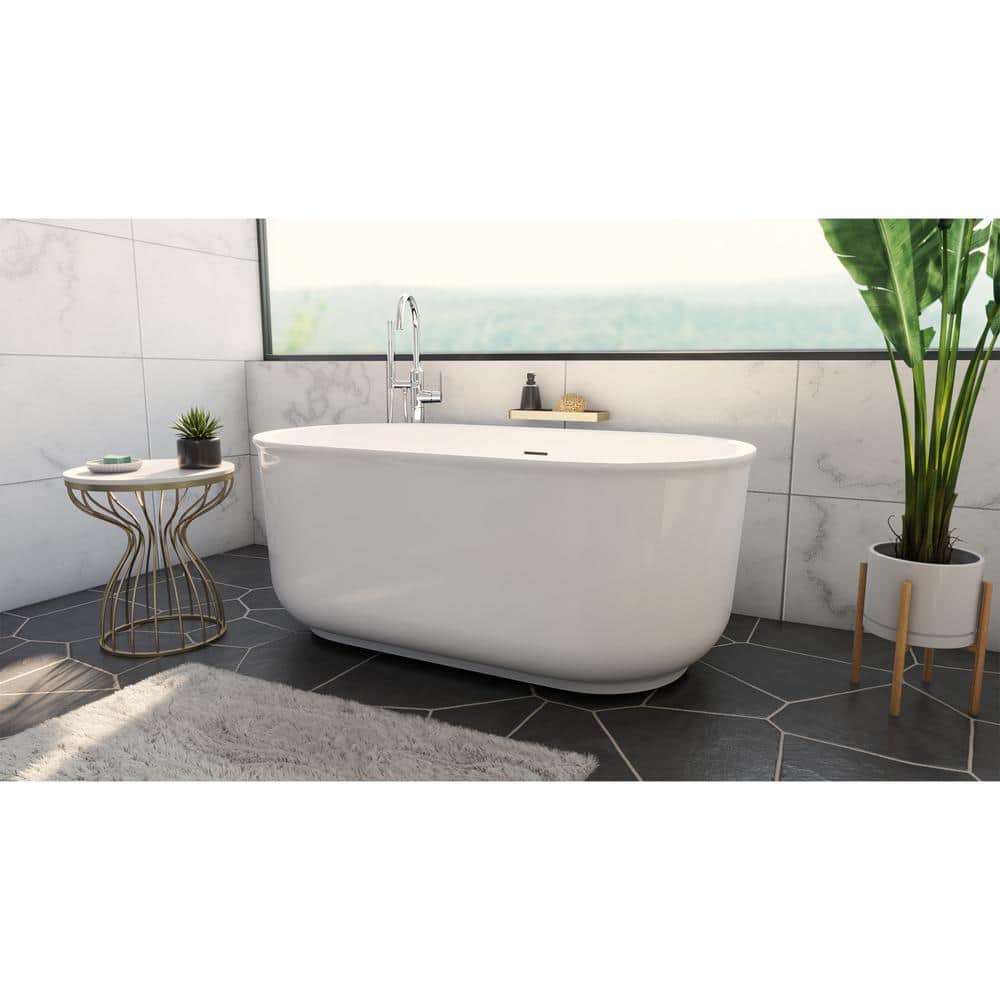 Alliance Pro 67 in. x 31.5 in. Acrylic Freestanding Soaking Bathtub in White with Center Drain in Polished Nickel price history on PriceWatchPro