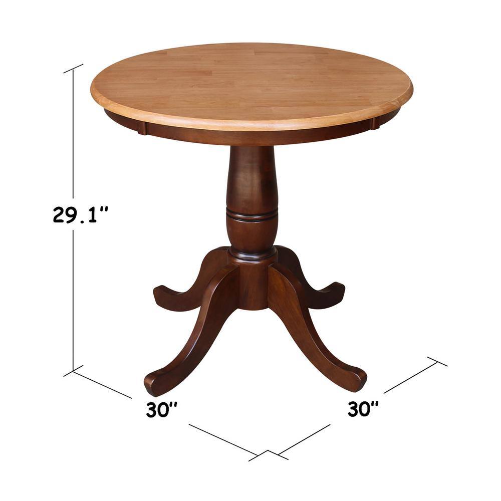 Cinnamon Espresso 30" Round Wood Farmhouse Dining Table