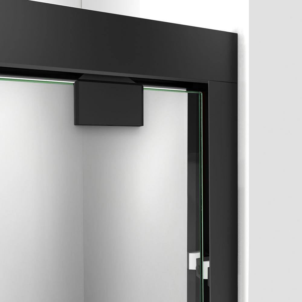 Encore 60" Satin Black Sliding Shower Door with Clear Glass