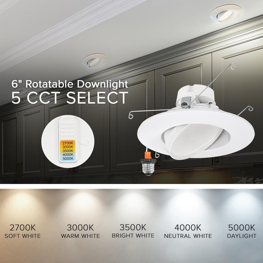 Adjustable White Aluminum LED Retrofit Downlight with Gimbal