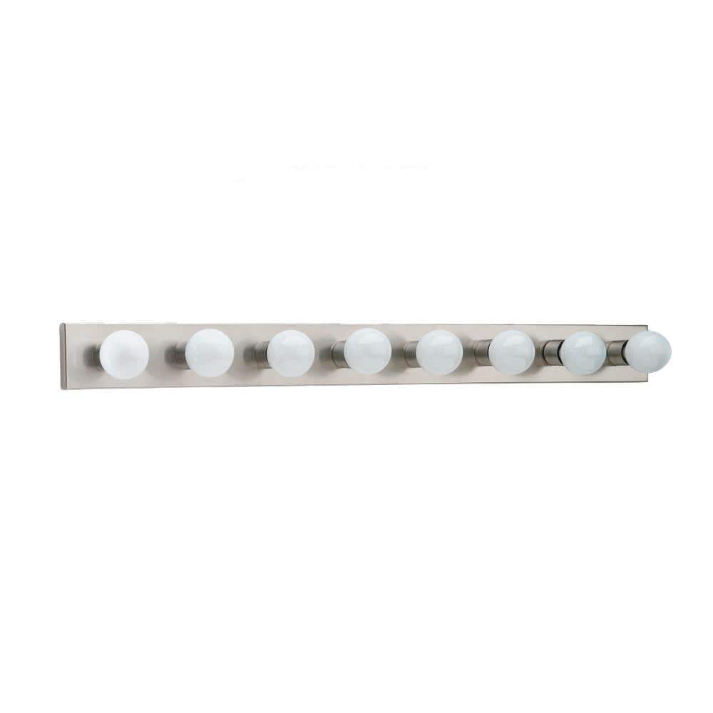 Brushed Stainless Steel 8-Light Dimmable Vanity Fixture
