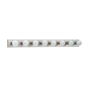 Center Stage 48 in. W Stage 8-Light Brushed Stainless Vanity Light