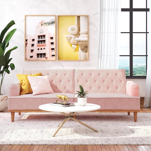 Mr Kate Mr. Kate Stella Vintage Coil Futon, Pink Velvet