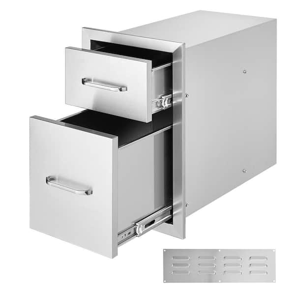 SKYSHALO Outdoor Kitchen Drawers 20.5in. Flush Mount Double BBQ Access Drawers with Stainless Steel Handle, Access Drawer